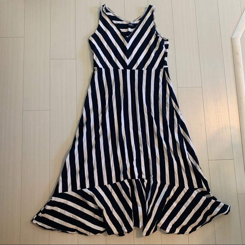 Women’s Chaps Blue & White Striped Maxi Dress Size XL